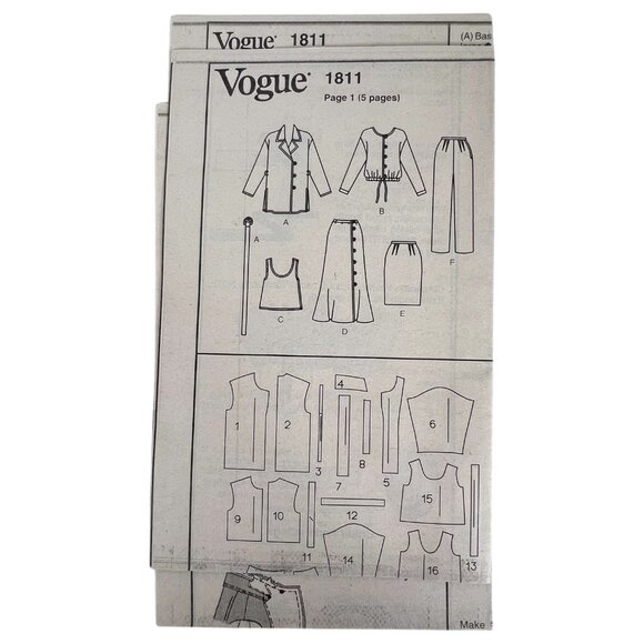 Vogue Attitude Sewing Pattern 1811 ADRI Designer Jacket Skirt Pants Petite 12-16 - Picture 5 of 6